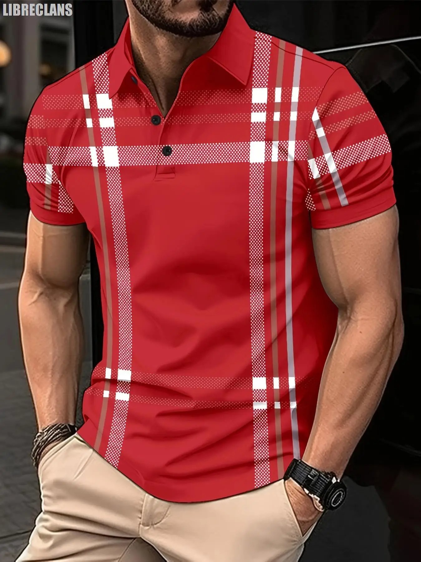 2024 Striped Plaid Printed Men's POLO Shirt Summer New Men's Top Plus Size Golf Shirts Casual Comfort Versatile Short Sleeves