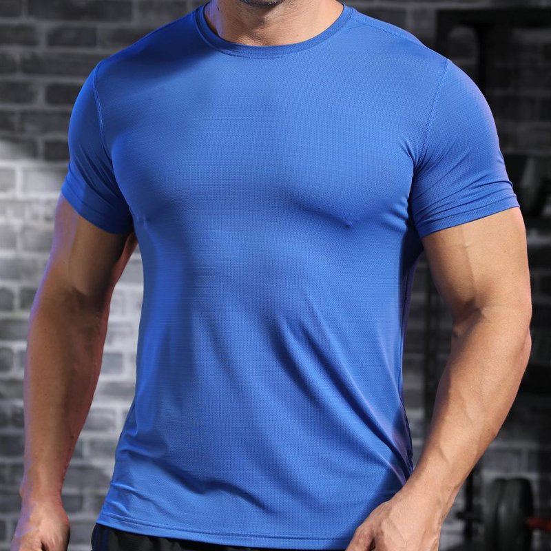 Quick Dry Sports Polyester Fitness Workout Active Wear Men's T-shirts Wholesale Mens Gym clothing Elastane T Shirts