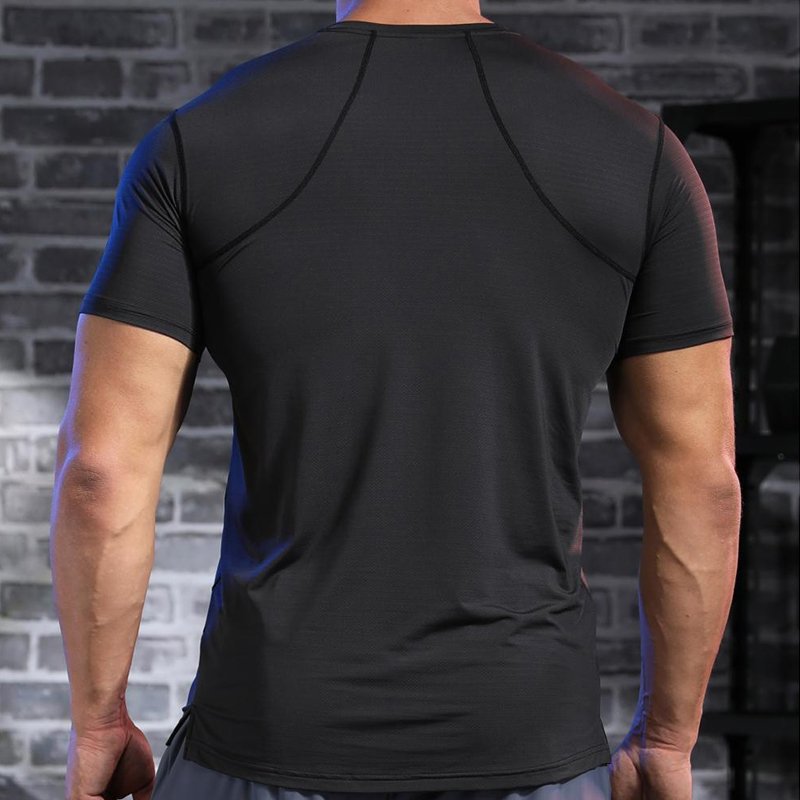 Quick Dry Sports Polyester Fitness Workout Active Wear Men's T-shirts Wholesale Mens Gym clothing Elastane T Shirts