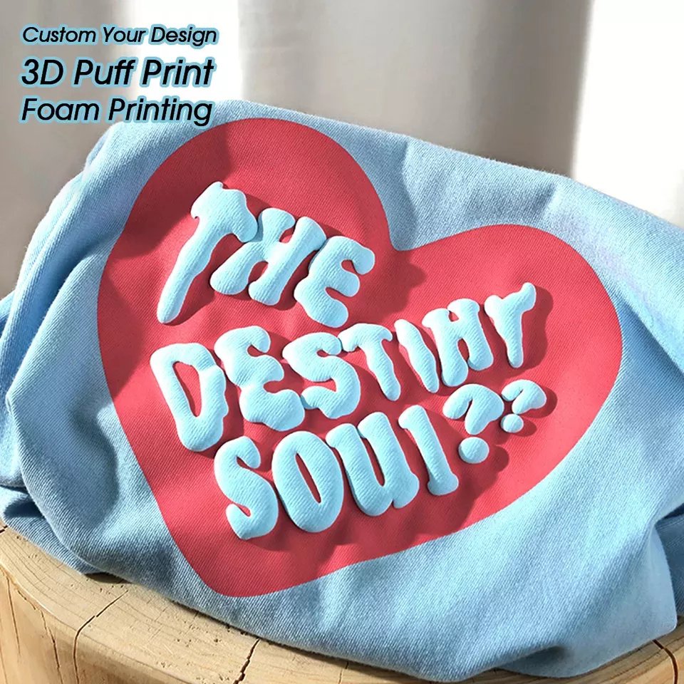 Heavyweight 250 Gsm Supima Cotton T Shirt For Men With Logo Tee Short Sleeve Men Custom 3d Foam Puff Print Graphic T Shirt