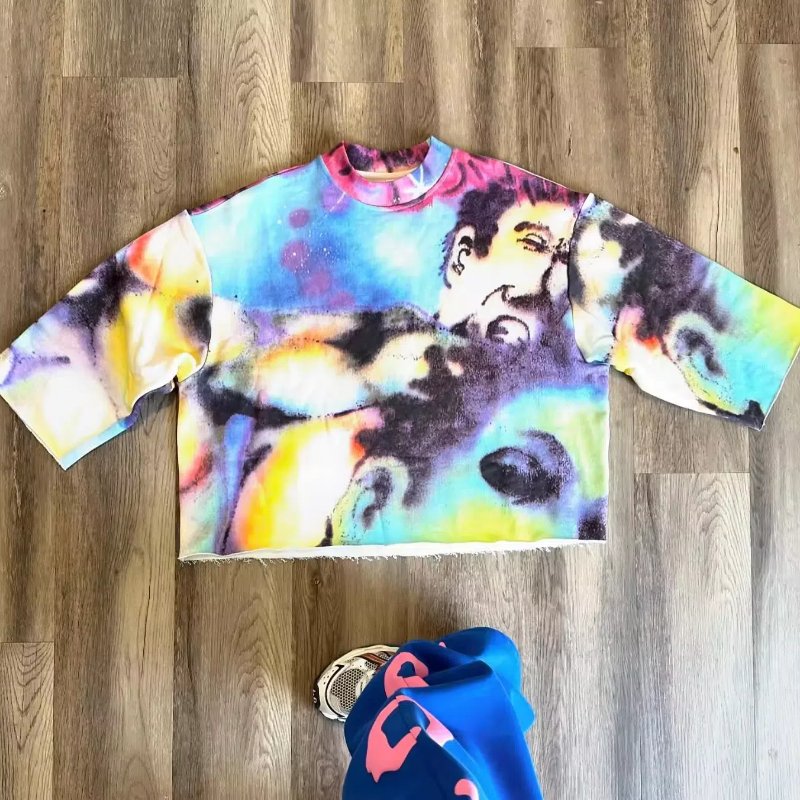 heavy weight 100% cotton DTG printing t shirt full print graphic tee cropped boxy t shirt men