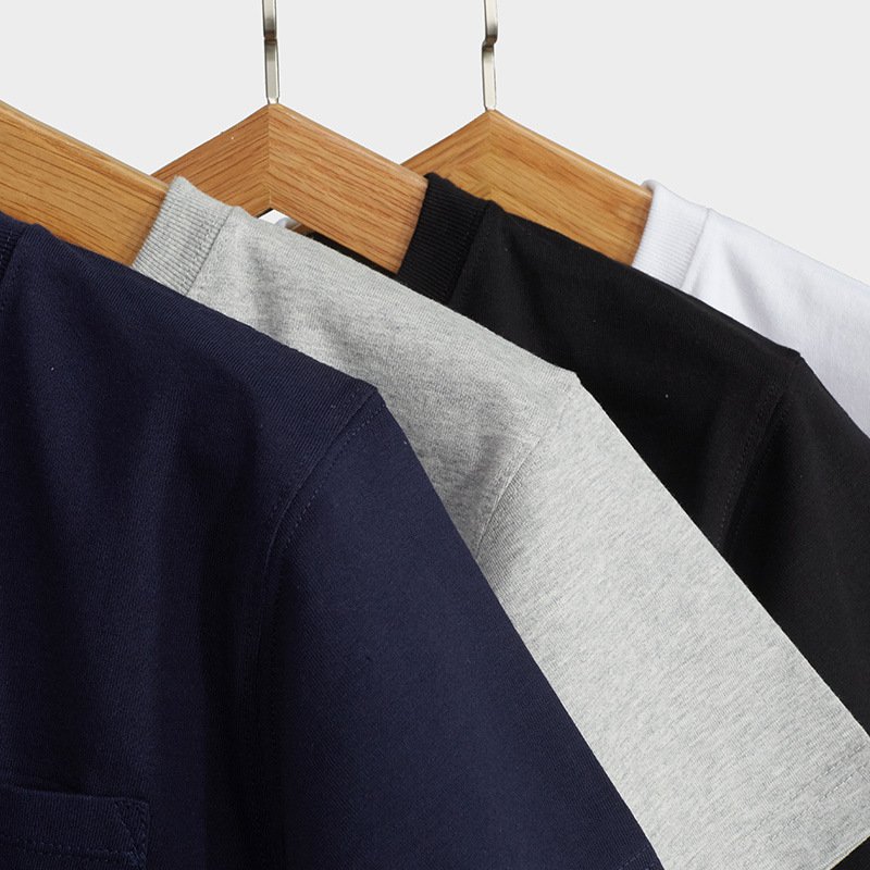 Japanese Style Amekaji 100% Cotton Heavyweight 300GSM Wholesale Round Neck Loose Vintage Pocket Men's T-shirts