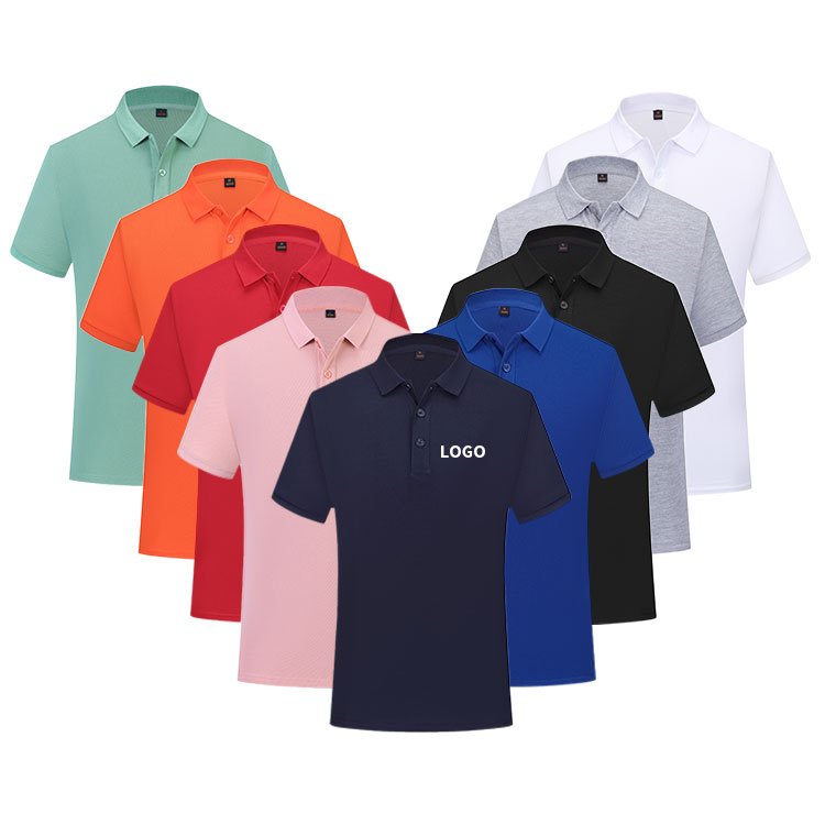 Solid color polyester cotton summer breathable quick-drying short sleeve custom logo golf print men's polo t-shirt