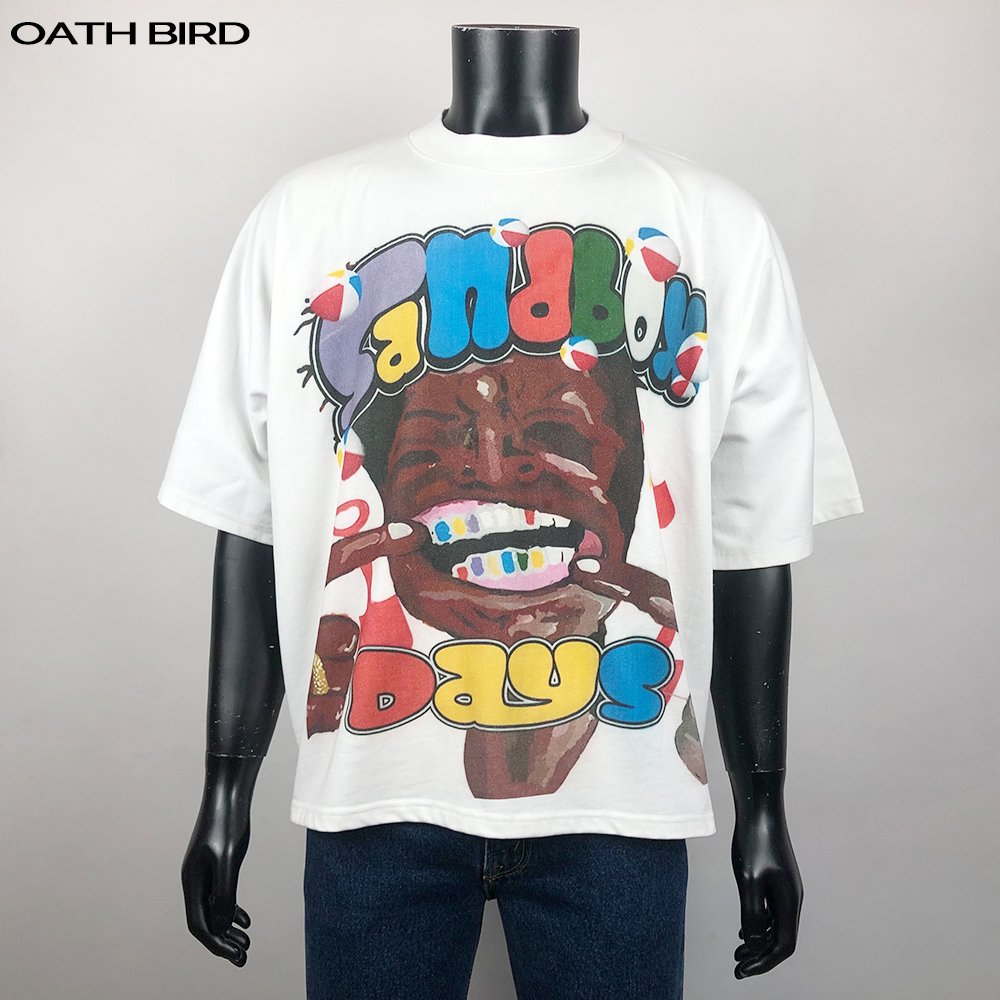 Heavy Cotton Seamless Men's T shirts Custom Printing Thick Collar 300gsm TShirt Blank Oversized Mock Neck Cropped Boxy T Shirt