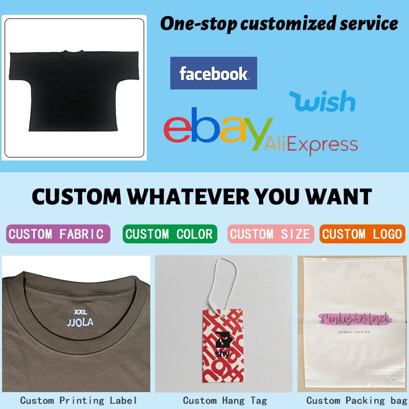 Heavy Cotton Seamless Men's T shirts Custom Printing Thick Collar 300gsm TShirt Blank Oversized Mock Neck Cropped Boxy T Shirt