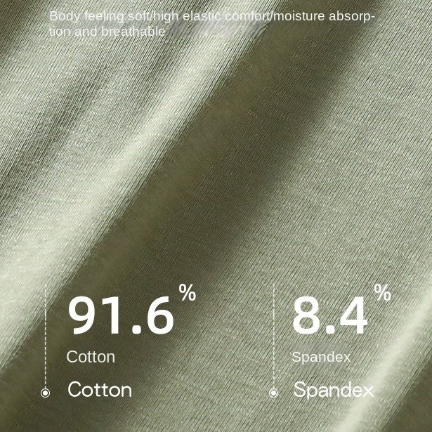 2024 Summer Thread Cotton Spandex 190gsm T-shirt Solid Color Thin Plus Size Breathable Short Sleeve Men's T-shirt