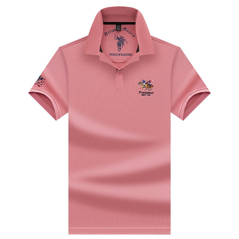 Summer men's new embroidery solid color 100% cotton short-sleeved fashion fit high-end business golf polo shirt