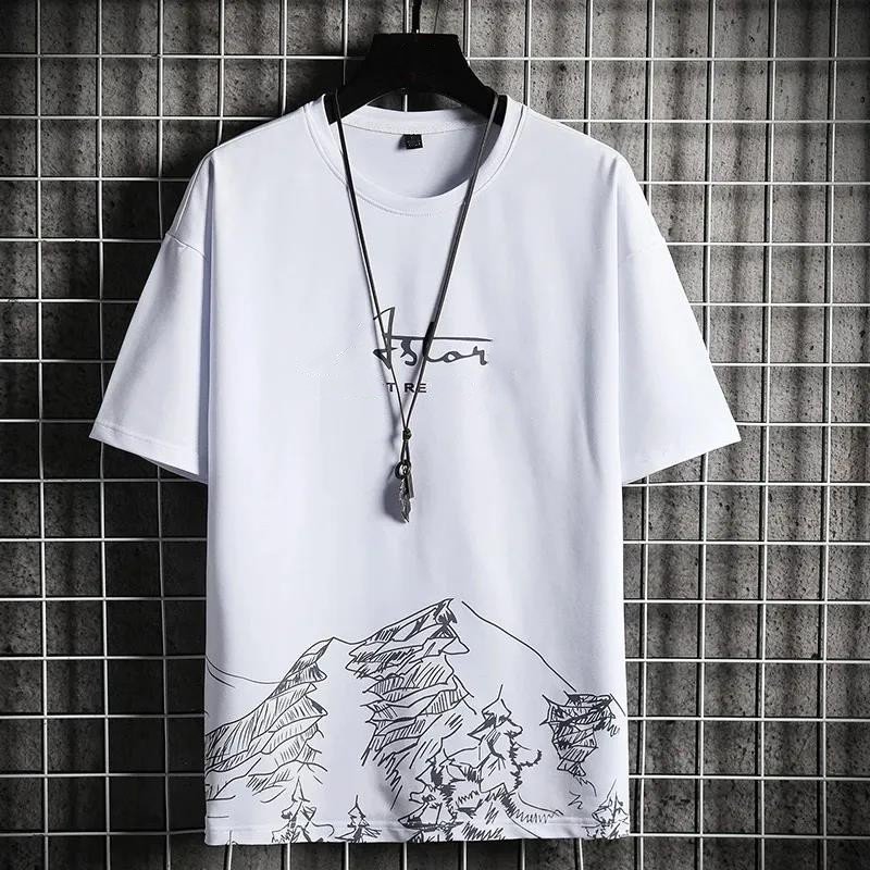 New Men's T-shirt Shorts Set Summer Breathable Casual T shirt Running Set Harajuku Fashion Printed Male Sport Suit