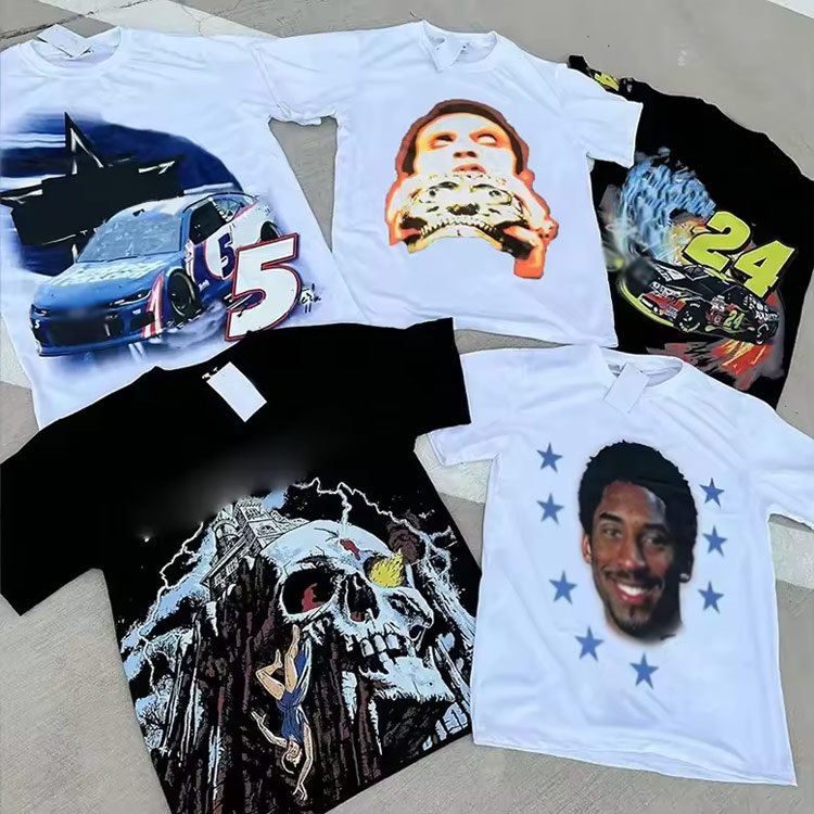 Streetwear Custom DTF DTG T-shirt Logo Hip Hop Cotton Oversized Graphic T Shirt Digital Print Screen Printing Tshirts For Men