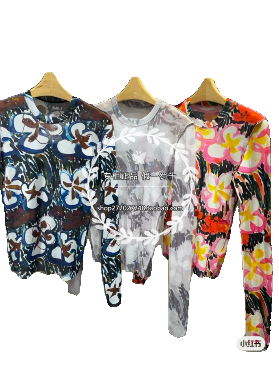 Printed long -sleeved T -shirt skin clothing 5O2113500