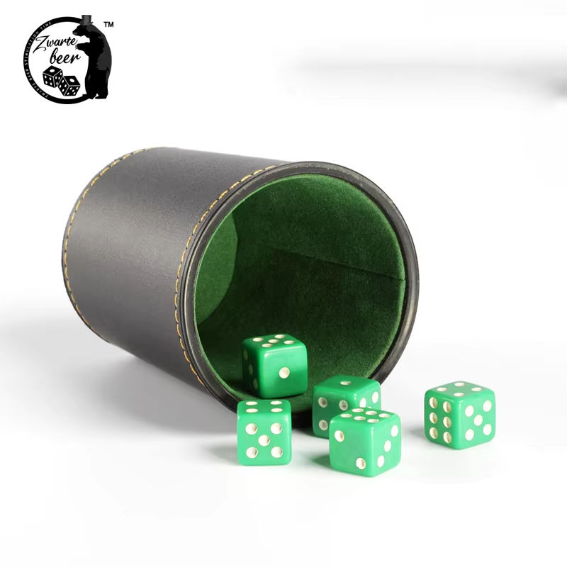 Professional Grade Dice Cup Custom Logo Pu Lining Board Games And Casino With Ribbed Exterior