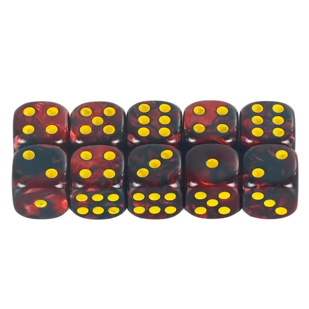 12MM 6 Sided Two Colours Dice Set 6 Sided Standard Dices Rounded Corner Cool Game Dice