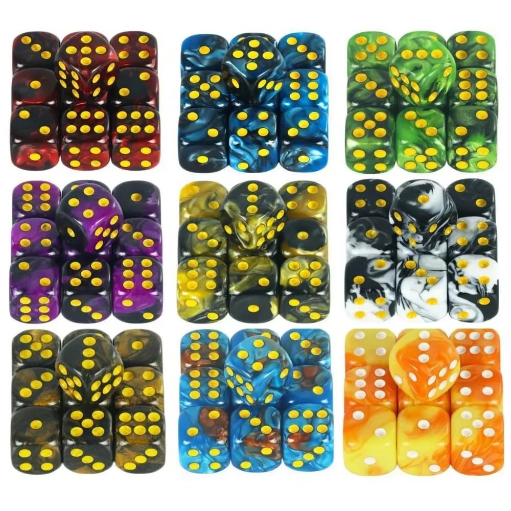 12MM 6 Sided Two Colours Dice Set 6 Sided Standard Dices Rounded Corner Cool Game Dice