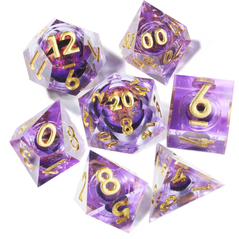 MINI PLANET DND Dice Set Purple Dragon Eye Liquid Core Dice RPG Dungeons&Dragons Wholesale Custom Handmade Polyhedral Resin Dice