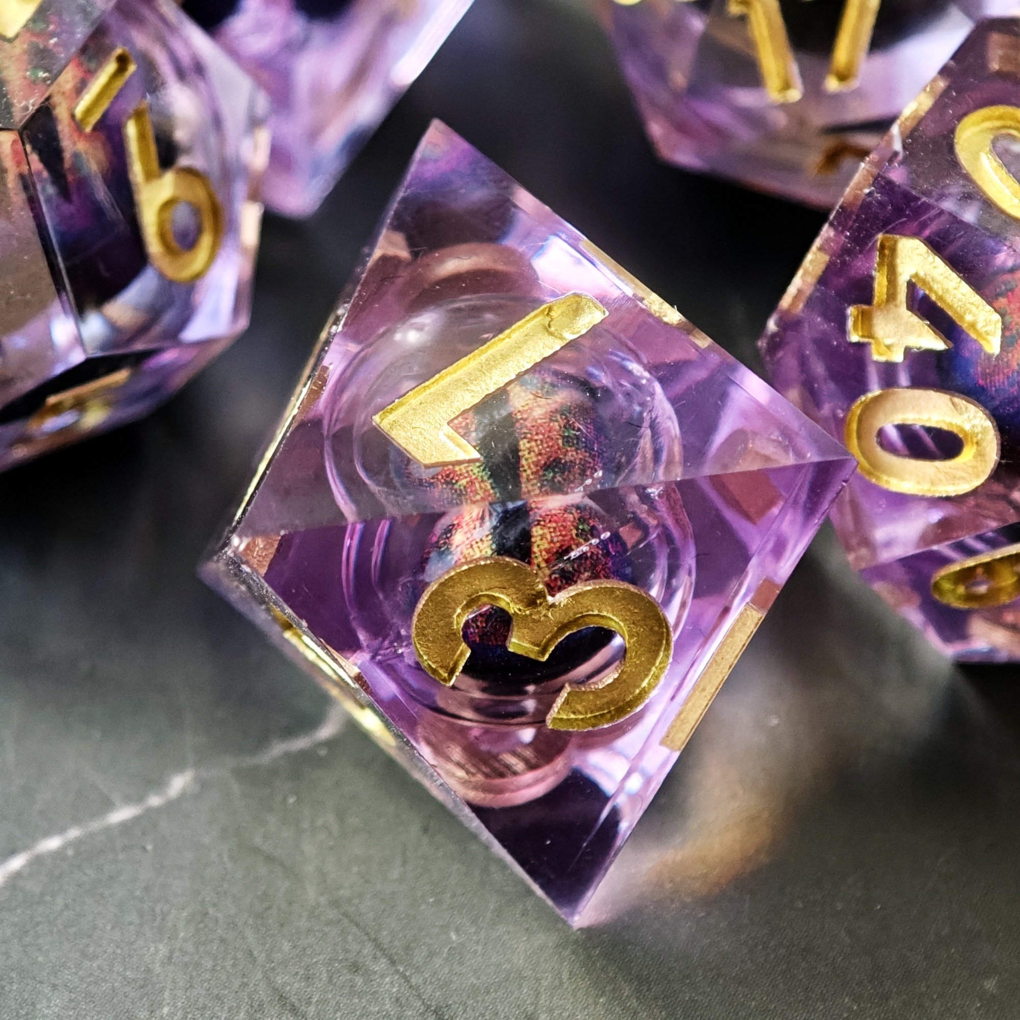 MINI PLANET DND Dice Set Purple Dragon Eye Liquid Core Dice RPG Dungeons&Dragons Wholesale Custom Handmade Polyhedral Resin Dice