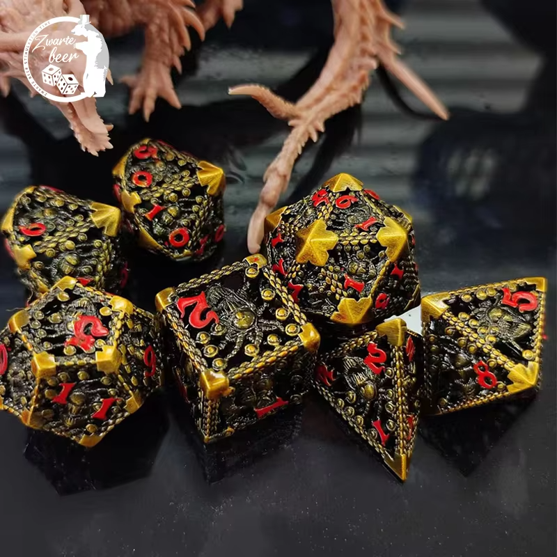 Customized Metal Dice Set Include Pouch for Play Tabletop DND RPG Games 7pcs D4 D6 D8 D10 D12 D20 Set Polyhedral