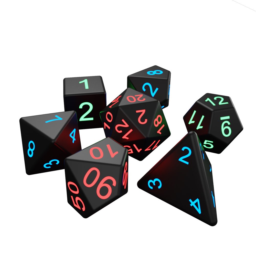 DND Light Up Craps Crystal Hollow Custom 20 12 10 8 6 Sided Printed 12Mm 7 pcs Set Led Pixels Electronic Dice