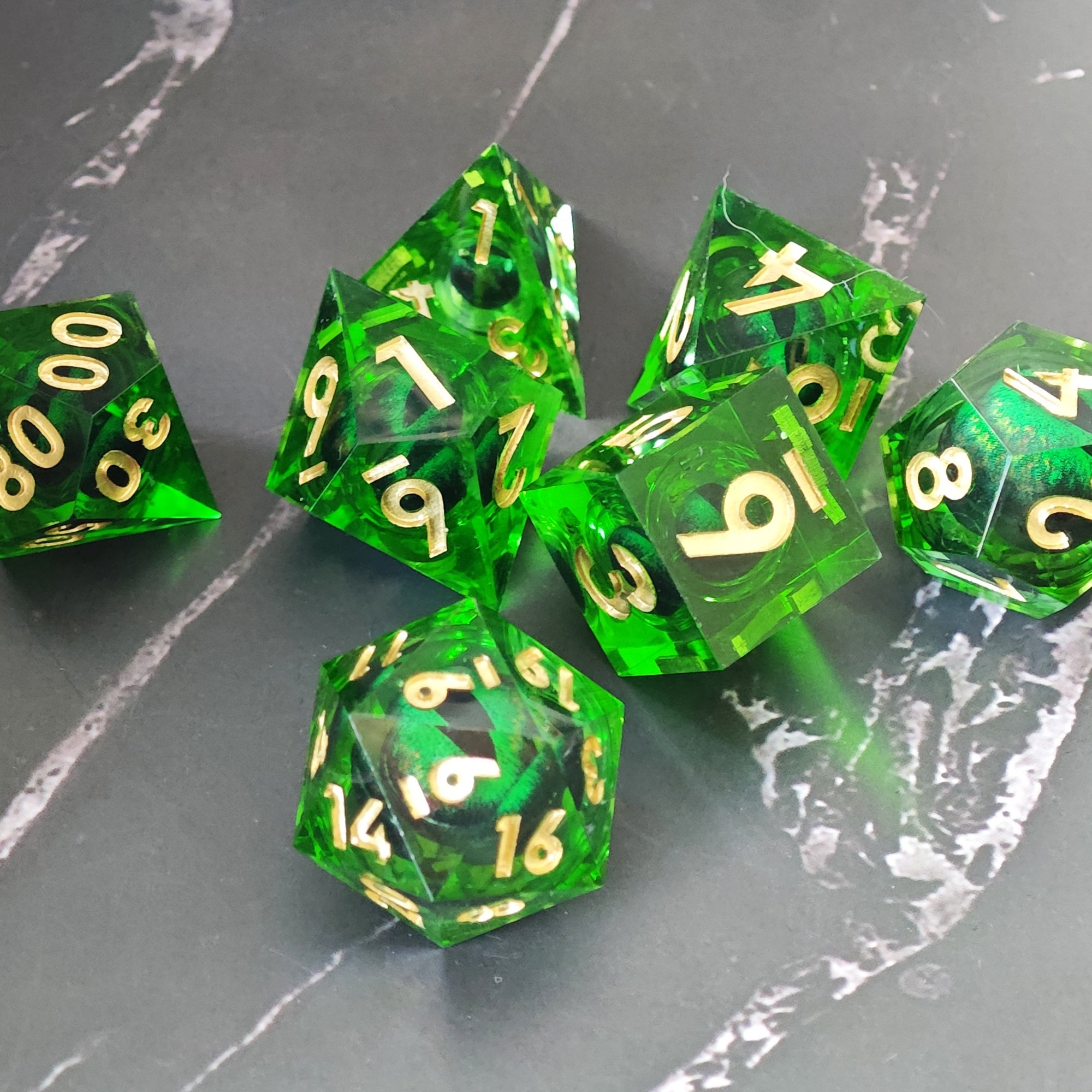 MINI PLANET DND Dice Set Green Dragon Eye Liquid Core Dice RPG Dungeons&Dragons Wholesale Custom Handmade Polyhedral Resin Dice