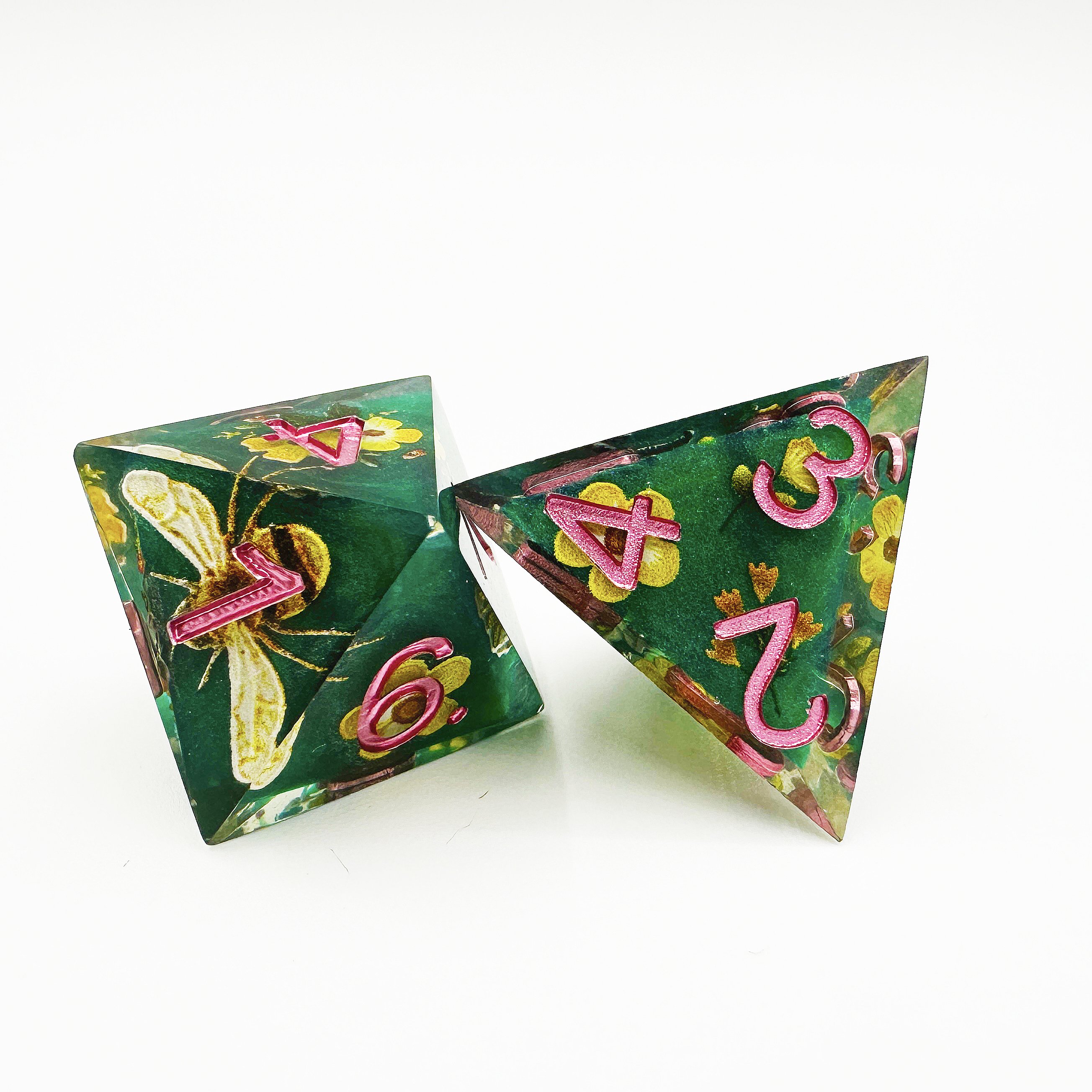 Dnd Game Gift Sharp edged Dnd resin layered Dice For Dungeons And Dragons Flower dnd Handcrafted Dice set for adult dice games