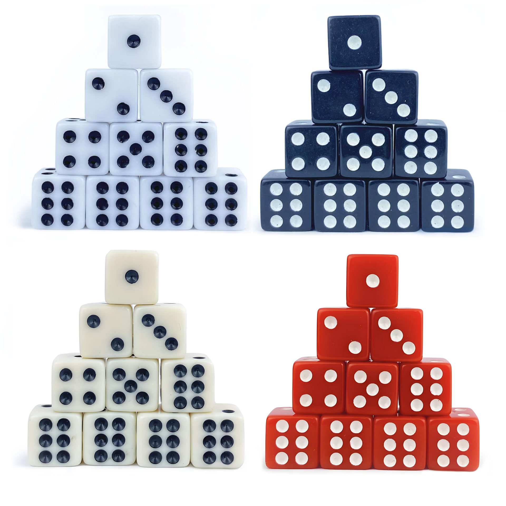Rounded corners 6-Sided 12mm black rpg game bulk dice with Black Pips Dots for Board Games