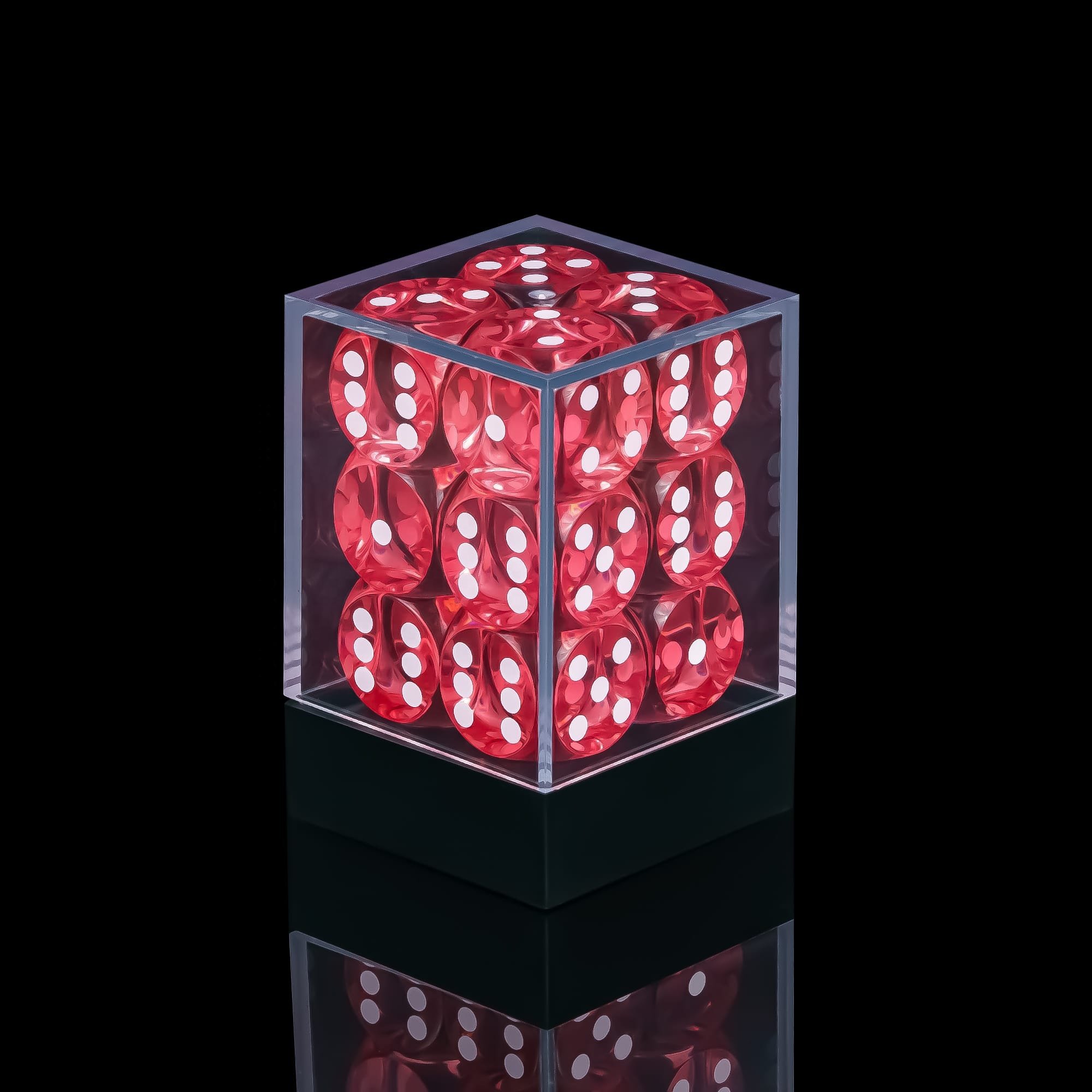 Udixi High Quality Custom Precise Transparent Casino Dice Resin 16mm D6 Pip Dice Set with ABS Box