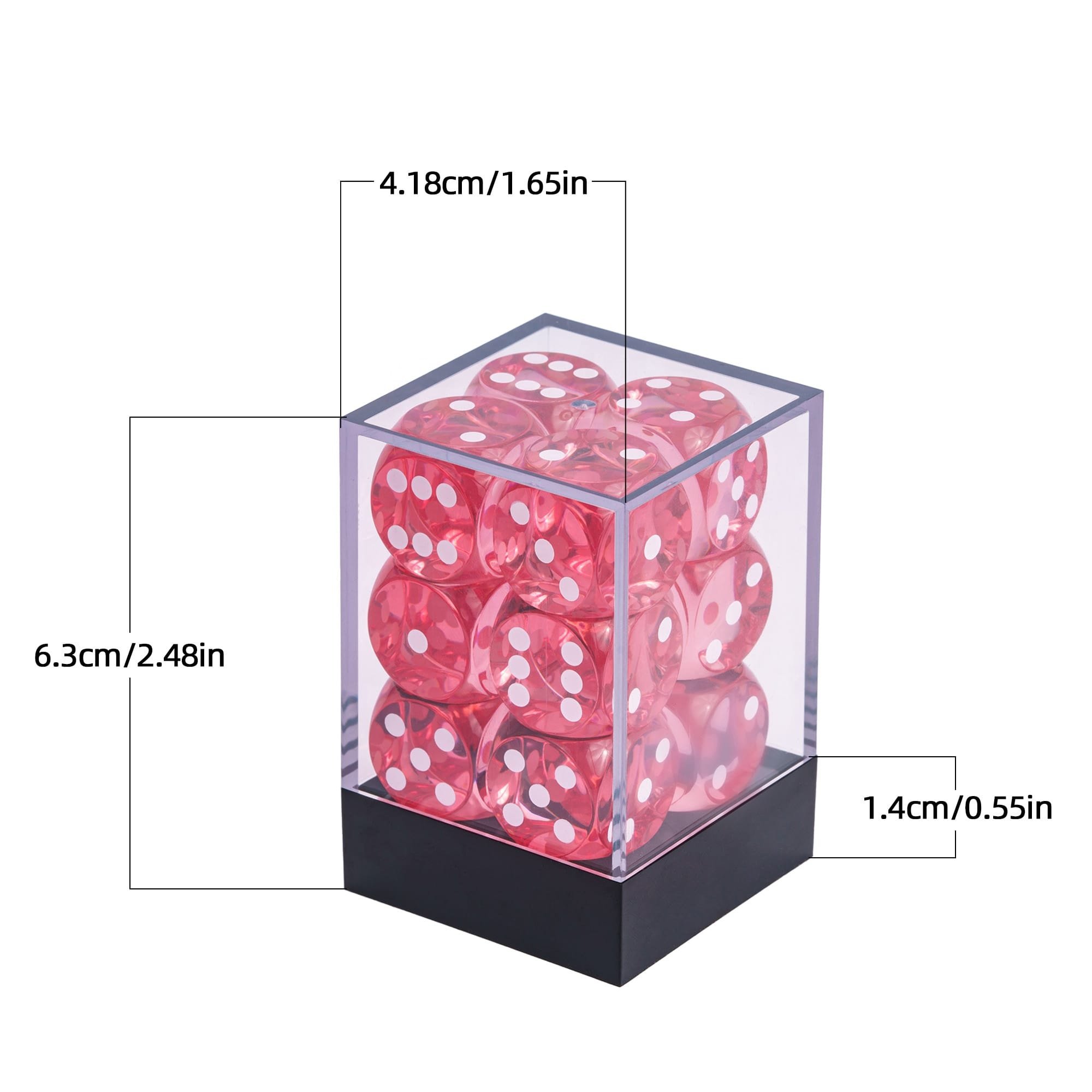 Udixi High Quality Custom Precise Transparent Casino Dice Resin 16mm D6 Pip Dice Set with ABS Box