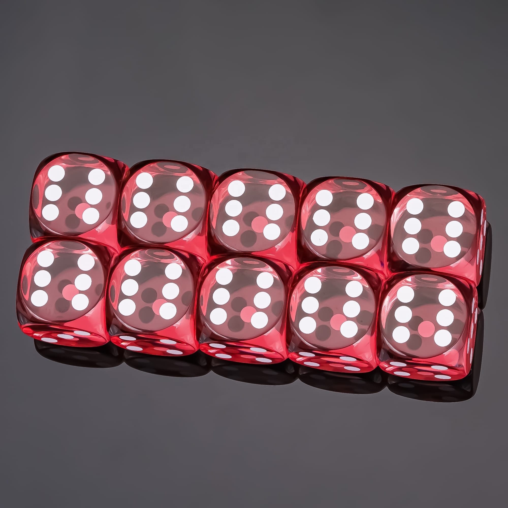 Udixi High Quality Custom Precise Transparent Casino Dice Resin 16mm D6 Pip Dice Set with ABS Box