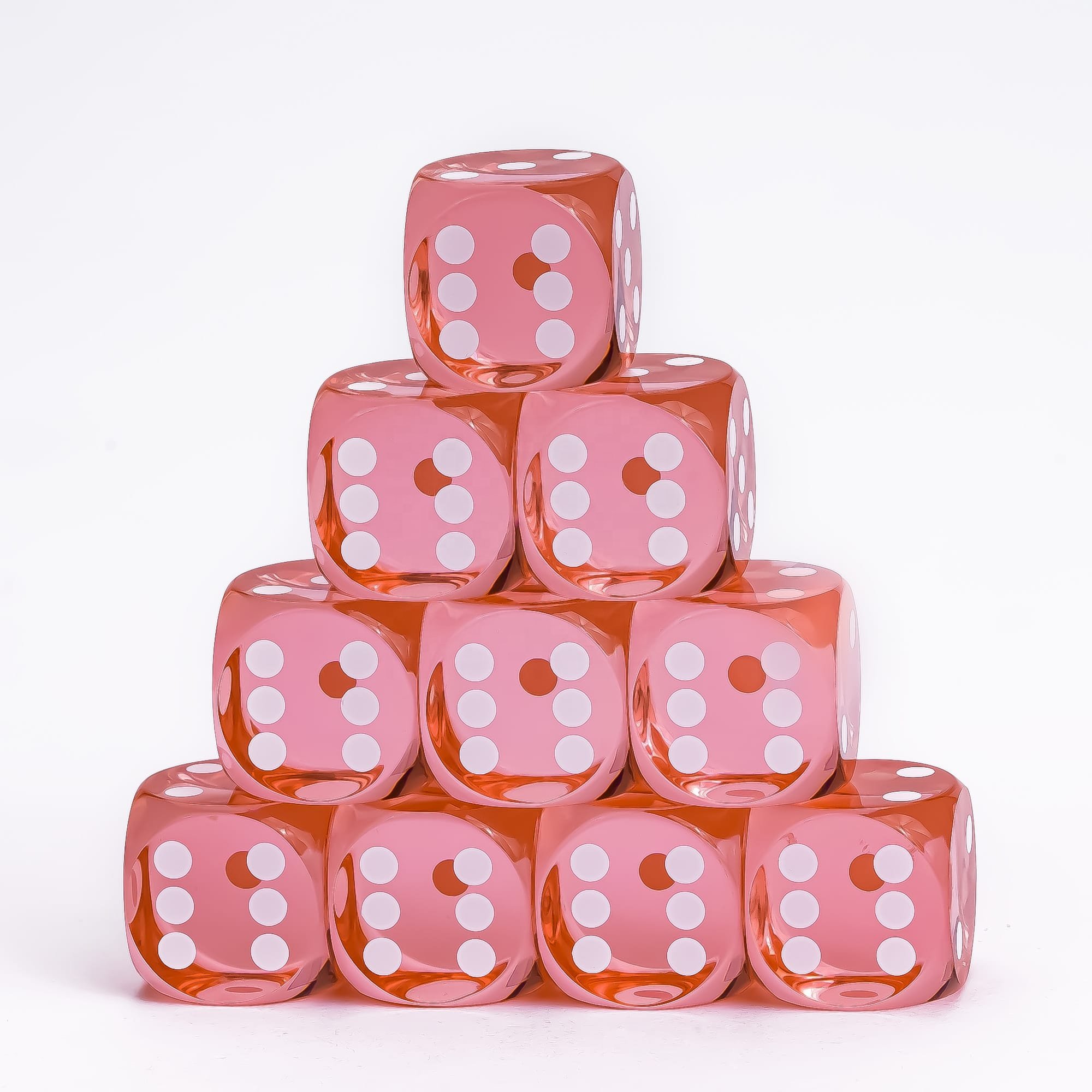 Udixi High Quality Custom Precise Transparent Casino Dice Resin 16mm D6 Pip Dice Set with ABS Box