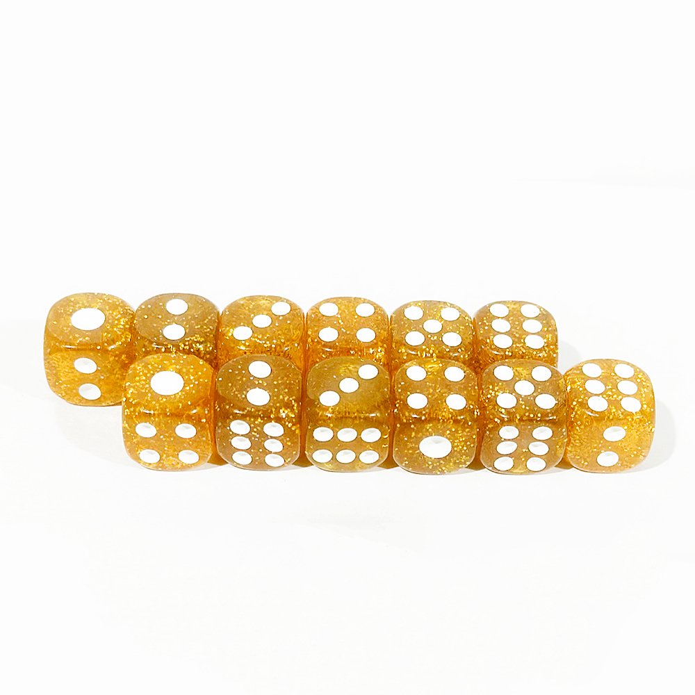 Acrylic D6 16mm Dice Transparent Rounded Corners Glitter Powder Dice Game Custom Dice Board Game