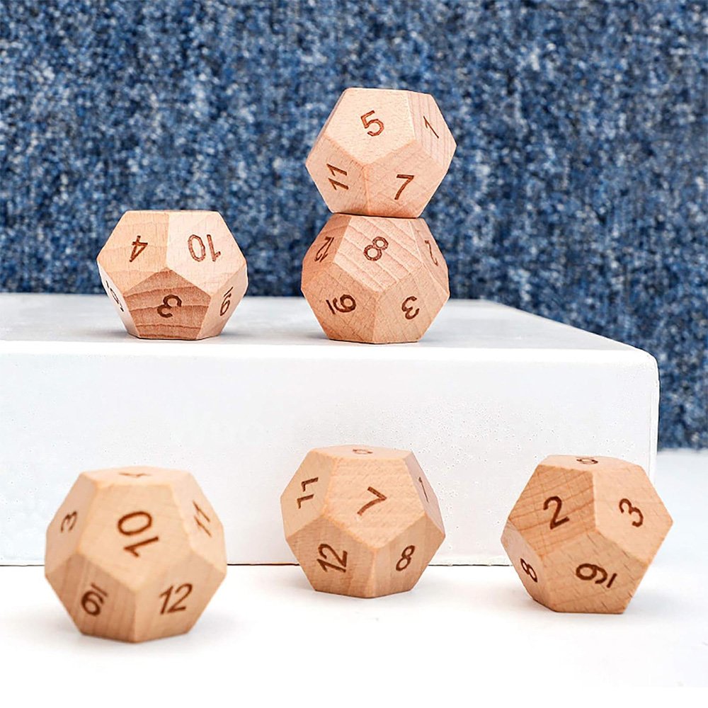 Custom 12-Sided Wooden Dice with LOGO Engraved Food/ Movie/ Date Night/ Christmas Gifts 12-Face Wood DND Dice for Table Games