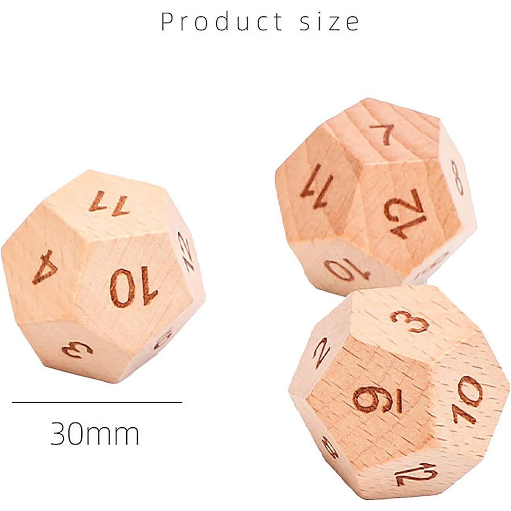Custom 12-Sided Wooden Dice with LOGO Engraved Food/ Movie/ Date Night/ Christmas Gifts 12-Face Wood DND Dice for Table Games
