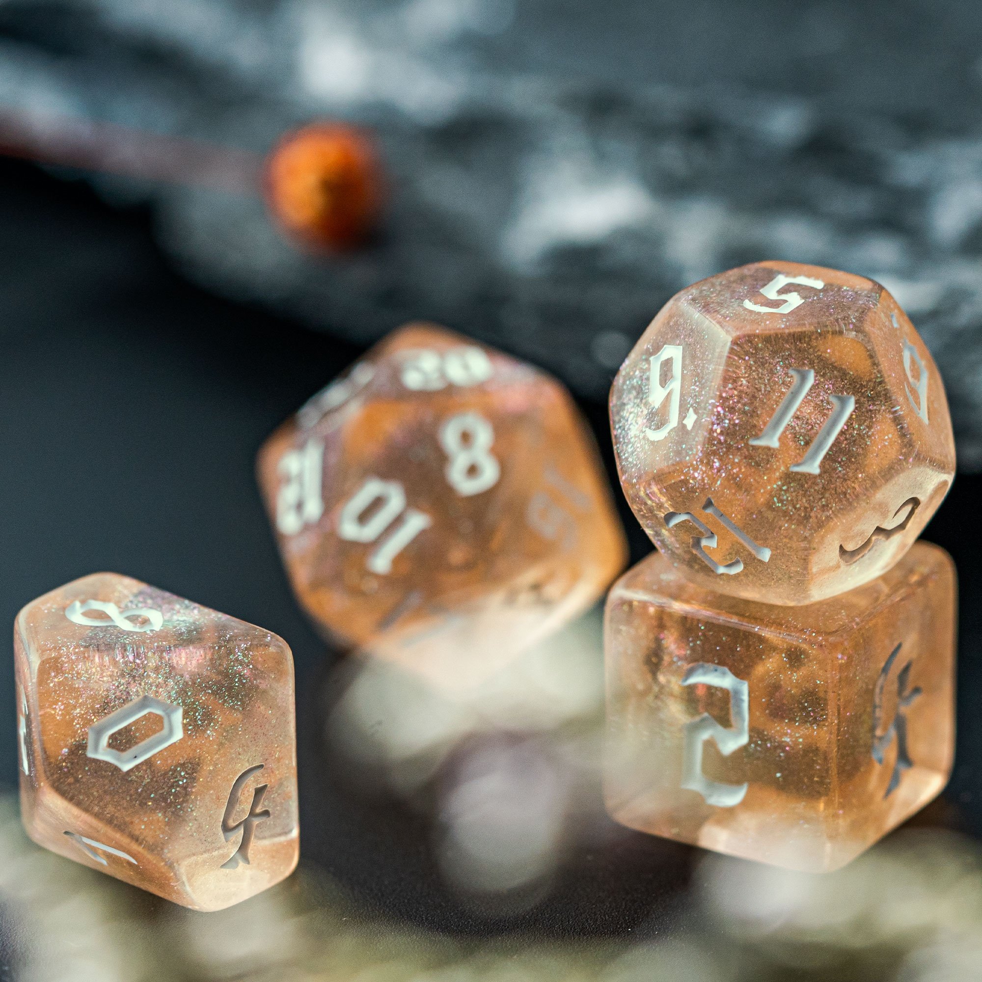 Udixi Plastic Polyhedral custom acrylic dungeons and dragons rpg glitter Transparent Colored dice set