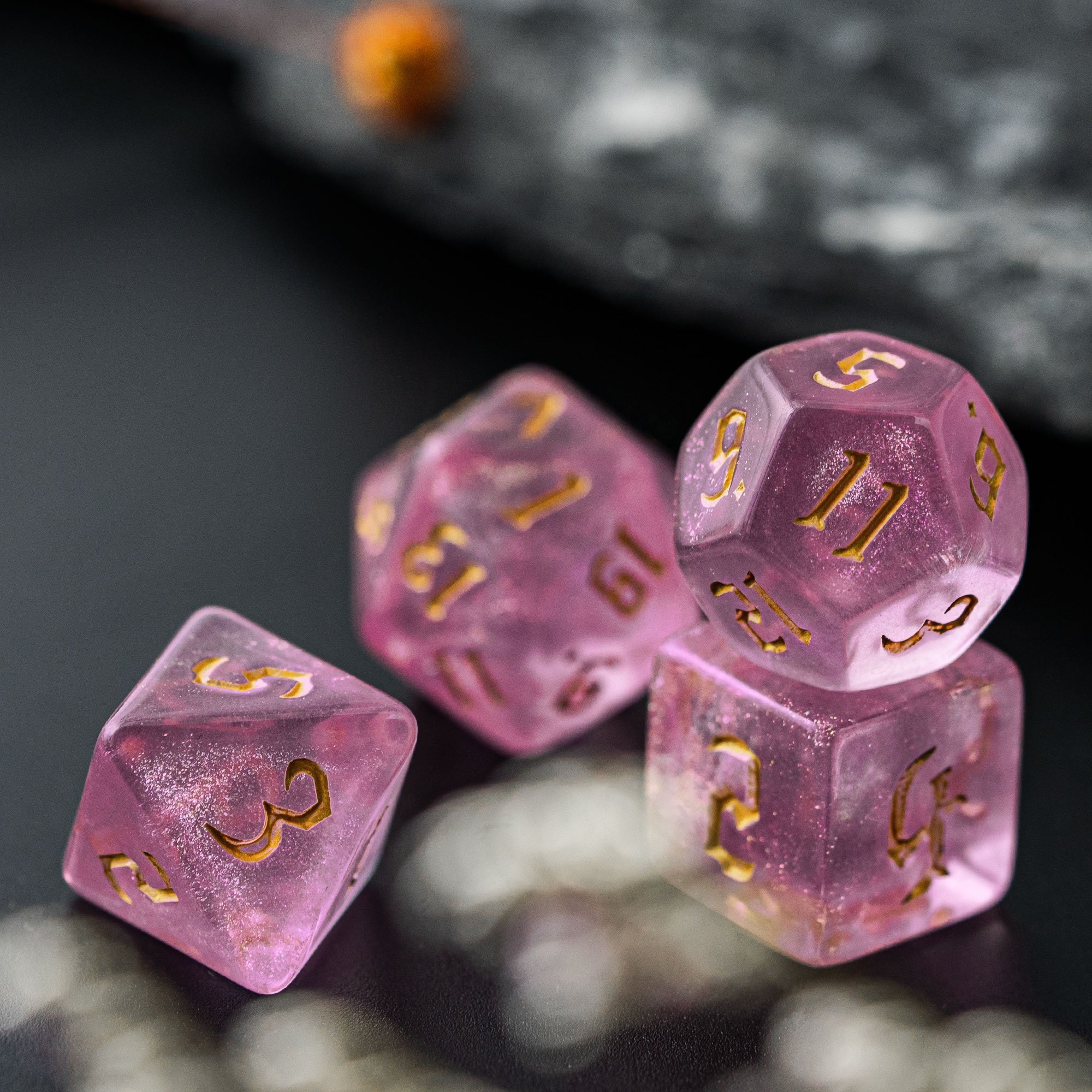 Udixi Plastic Polyhedral custom acrylic dungeons and dragons rpg glitter Transparent Colored dice set