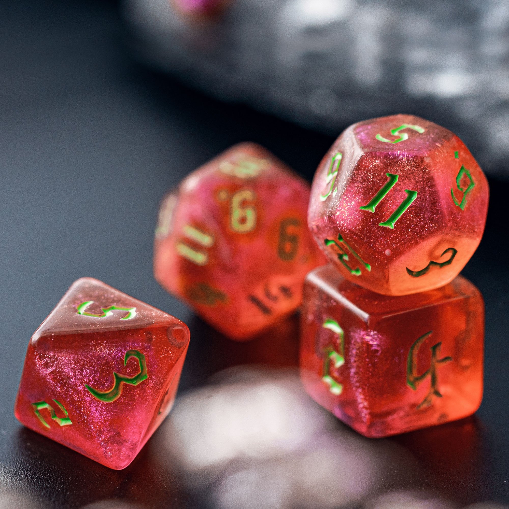 Udixi Plastic Polyhedral custom acrylic dungeons and dragons rpg glitter Transparent Colored dice set
