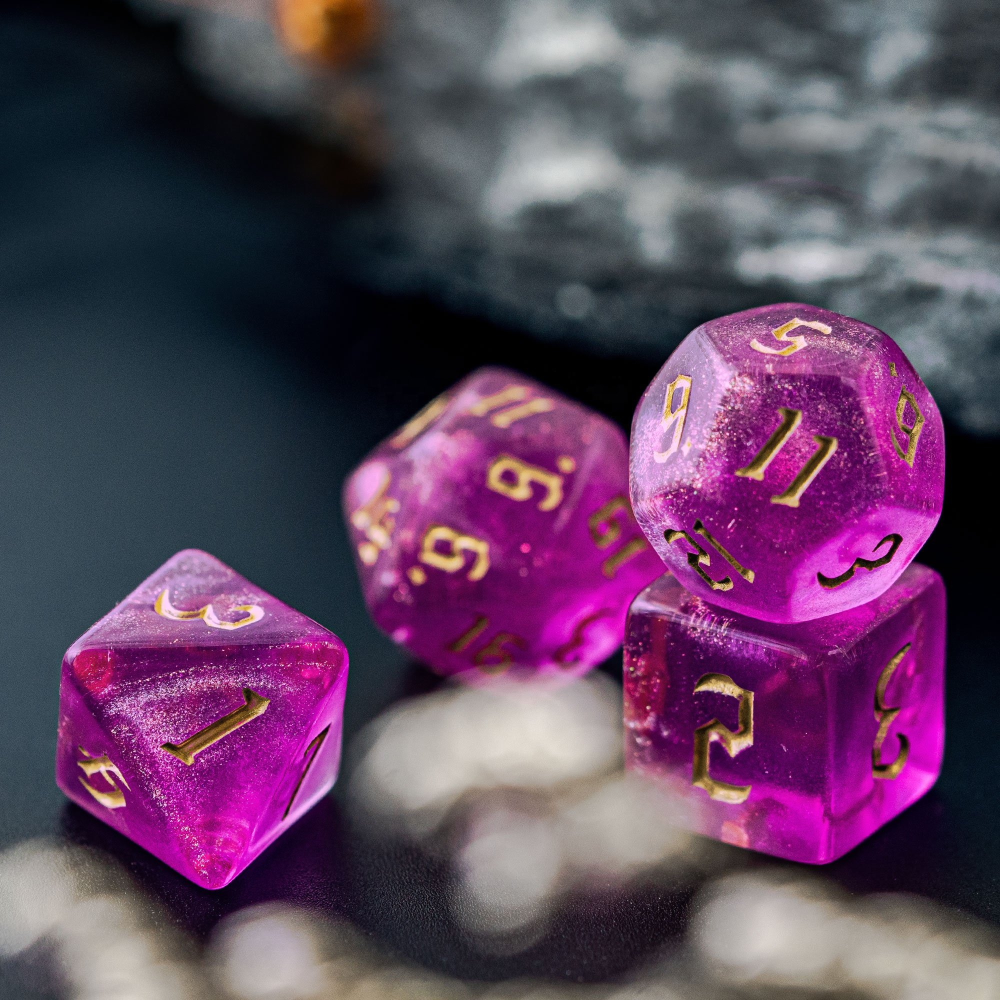 Udixi Plastic Polyhedral custom acrylic dungeons and dragons rpg glitter Transparent Colored dice set