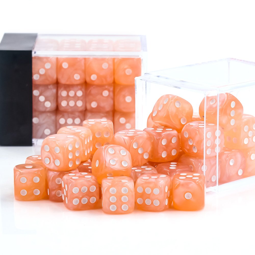 D6 Pip Dice Set Glittering 12mm Acrylic dice with plastic box for RPG DND Board Games