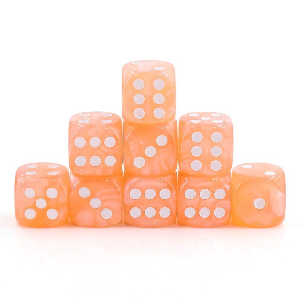 D6 Pip Dice Set Glittering 12mm Acrylic dice with plastic box for RPG DND Board Games