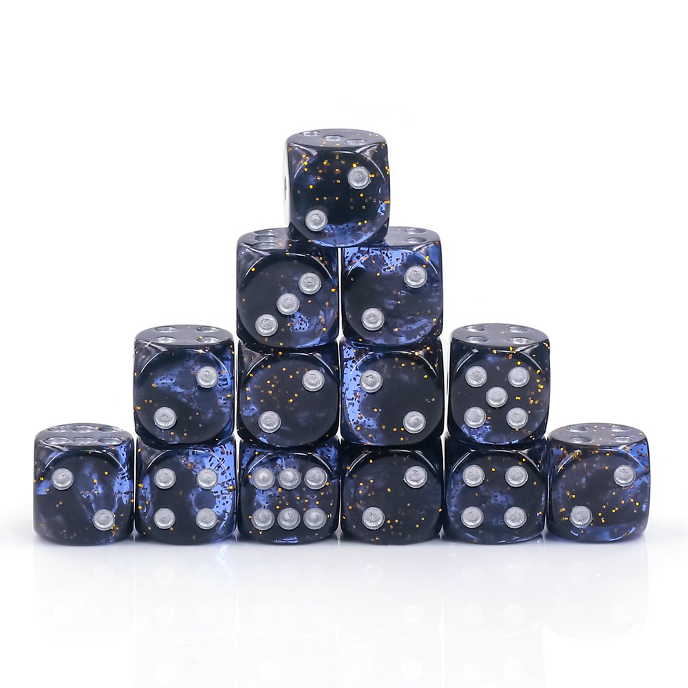 D6 Pip Dice Set Glittering 12mm Acrylic dice with plastic box for RPG DND Board Games
