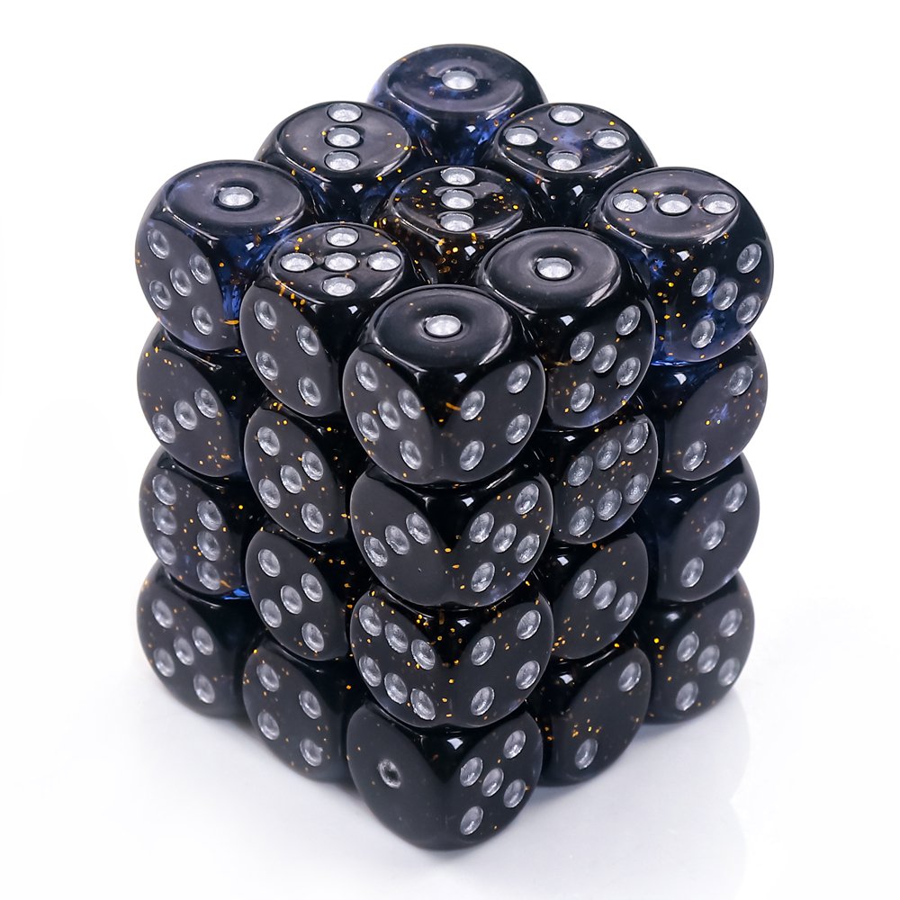 D6 Pip Dice Set Glittering 12mm Acrylic dice with plastic box for RPG DND Board Games