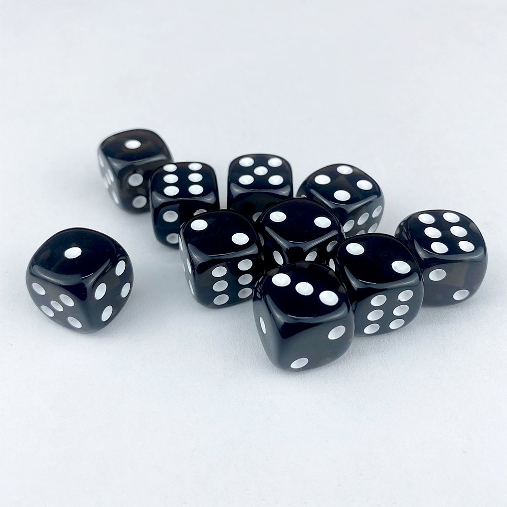 Acrylic 14mm D6 Dice Transparent Black Rounded Corners Dice Game Custom Dice Board Game