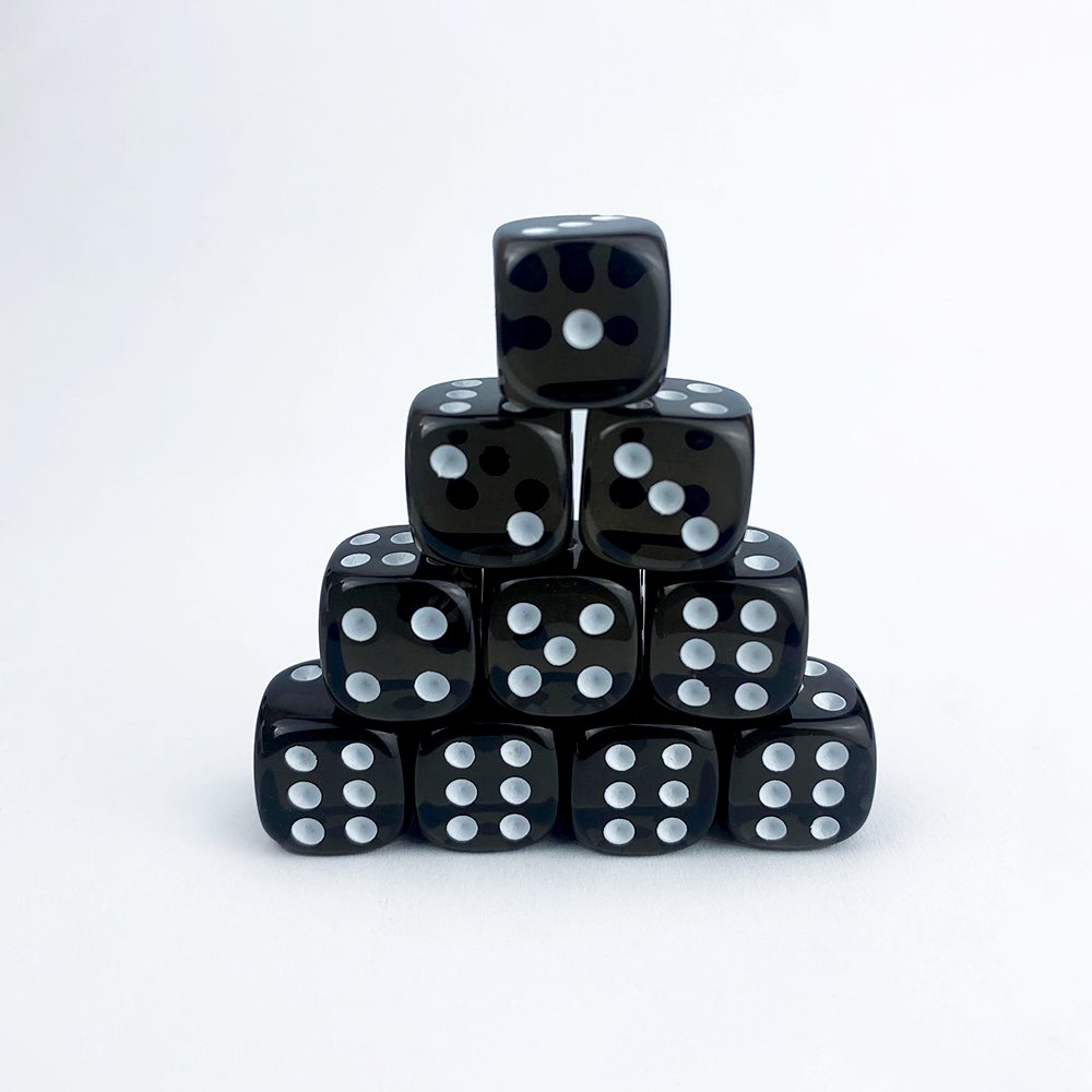 Acrylic 14mm D6 Dice Transparent Black Rounded Corners Dice Game Custom Dice Board Game