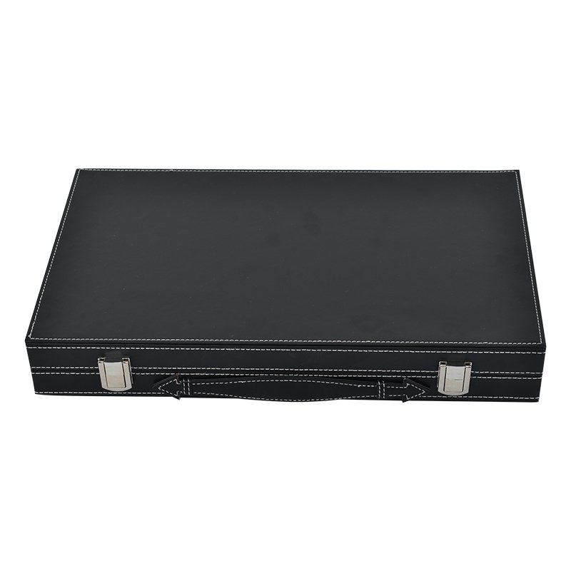 Wholesale Portable Luxury Leather Backgammon Game Box with Dices Cups Chips Set for Gifts