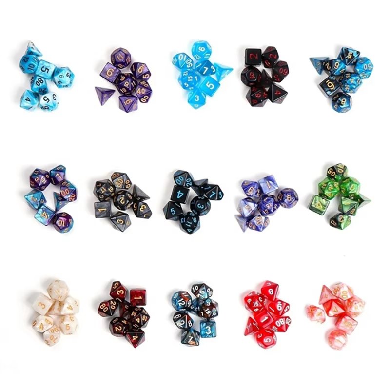 Factory Price Colorful Creative Universe Galaxy Dice Set Of D4-D20 Glitter Powder Amazing Effect For Tabletop Games