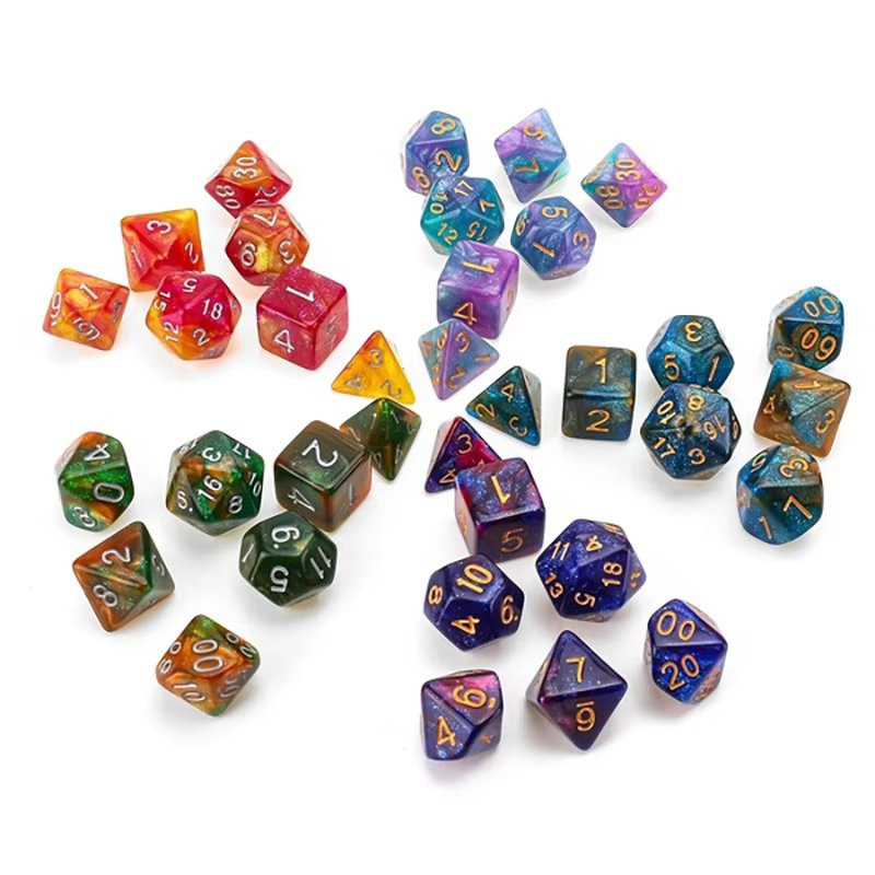 Factory Price Colorful Creative Universe Galaxy Dice Set Of D4-D20 Glitter Powder Amazing Effect For Tabletop Games