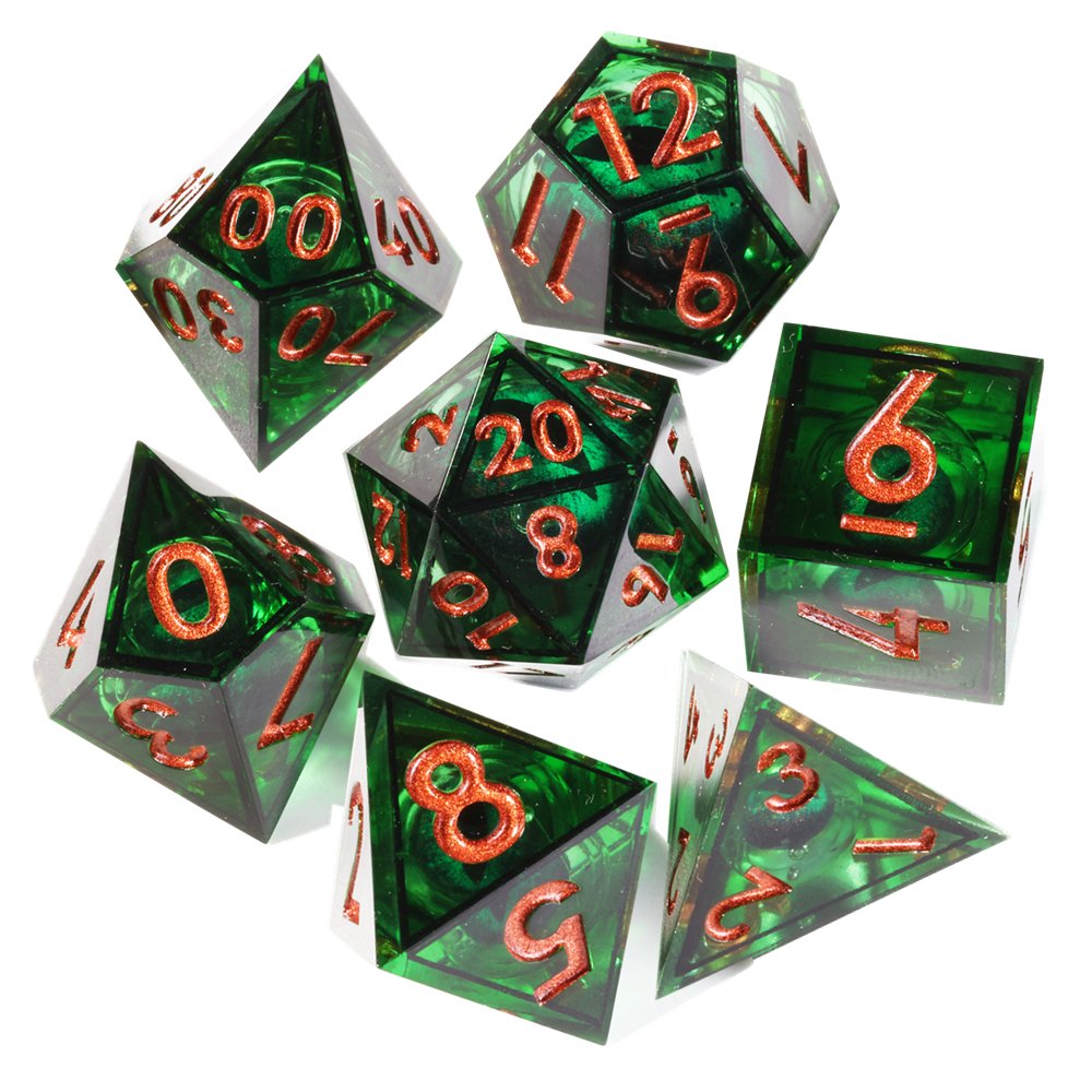 MINI PLANET DND Dice Set Green Dragon Eye Liquid Core Dice RPG Dungeons&Dragons Wholesale Custom Handmade Polyhedral Resin Dice