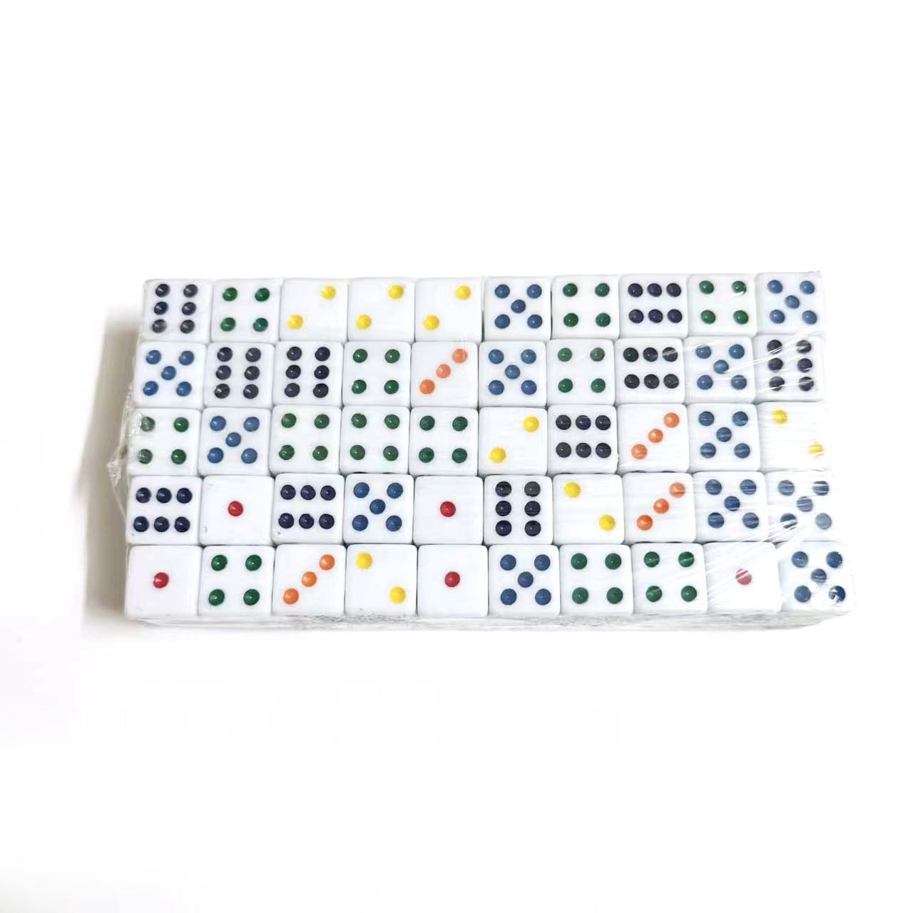 High Quality bulk wholesale standard Square Corner white 16mm rainbow acrylic rpg bulk custom dice with colored dots