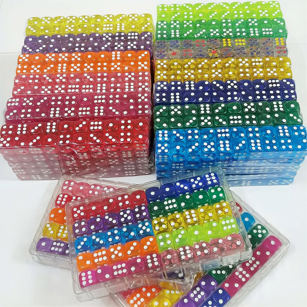 Acrylic 16mm Crystal Dice Transparent Colorful Rounded Corners Dice Game Custom Dice Board Game