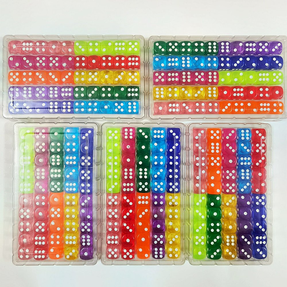 Acrylic 16mm Crystal Dice Transparent Colorful Rounded Corners Dice Game Custom Dice Board Game