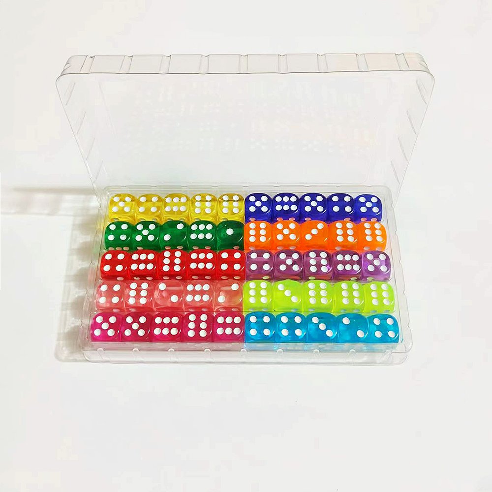 Acrylic 16mm Crystal Dice Transparent Colorful Rounded Corners Dice Game Custom Dice Board Game