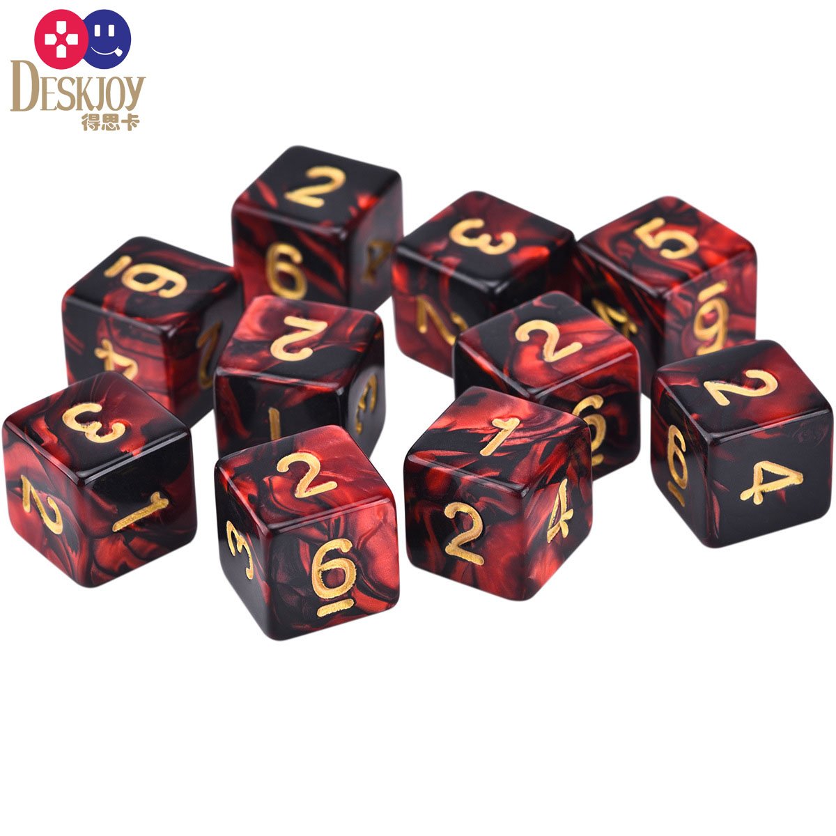DESKJOY D6 Model Polyhedral Dice 16mm Acrylic for Board Games RPG DND with Rounded and Square Shapes Accessory for Gaming
